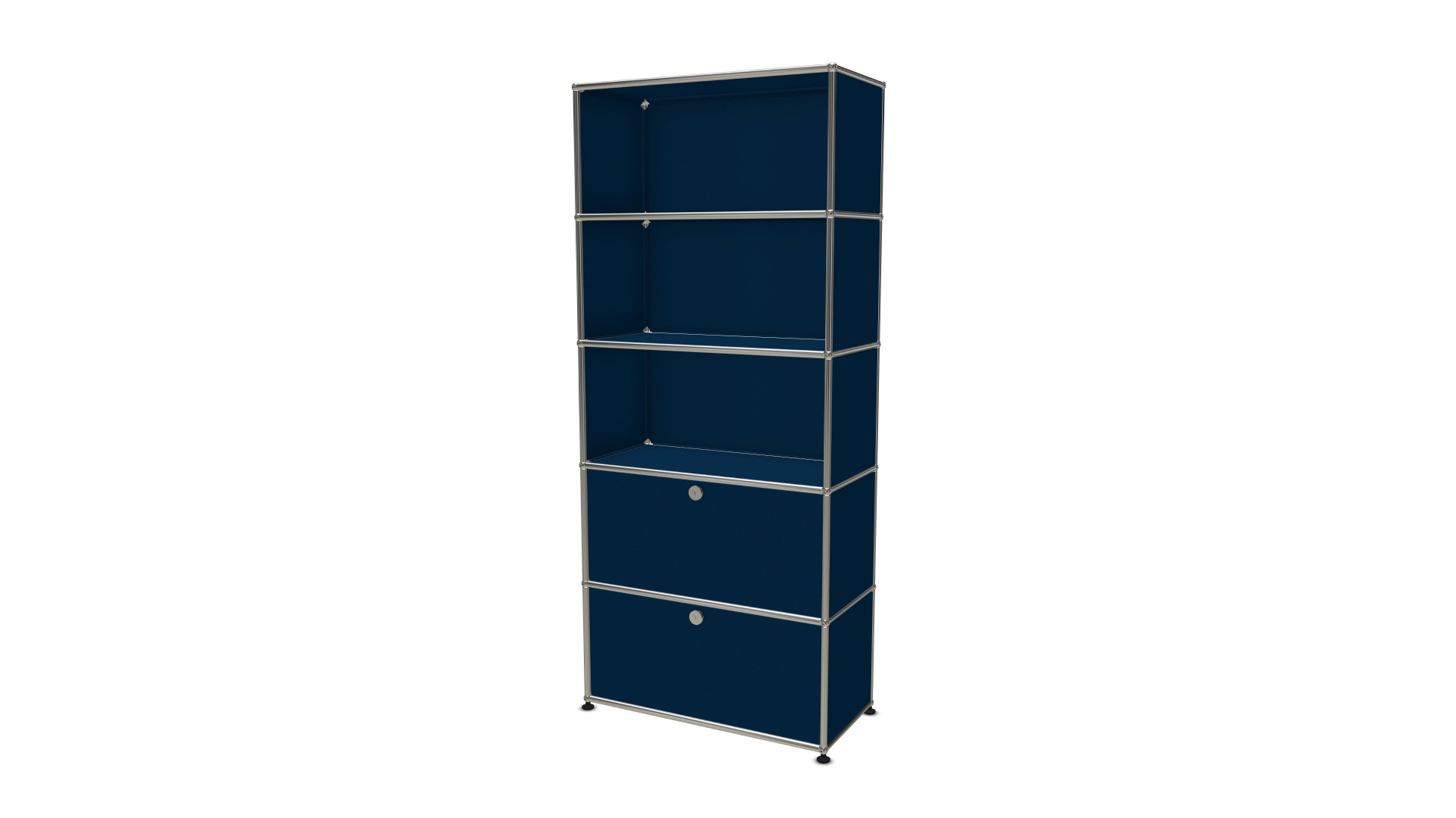USM Haller Regal mit 2 Klappen - stahlblau