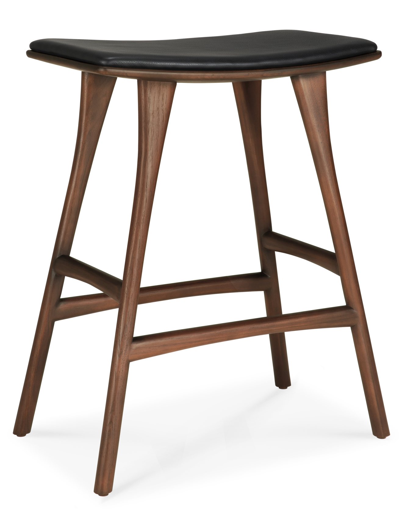 Osso Counter Stool Barhocker mit Sitzpolster Leder Schwarz Ethnicraft