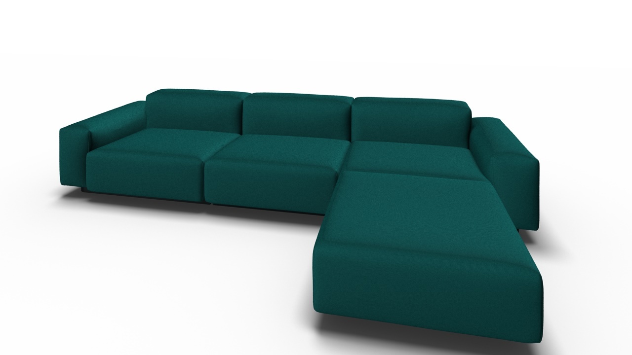 Soft Modular Sofa 3-Sitzer mit Chaise Longue Laser stone grey Vitra