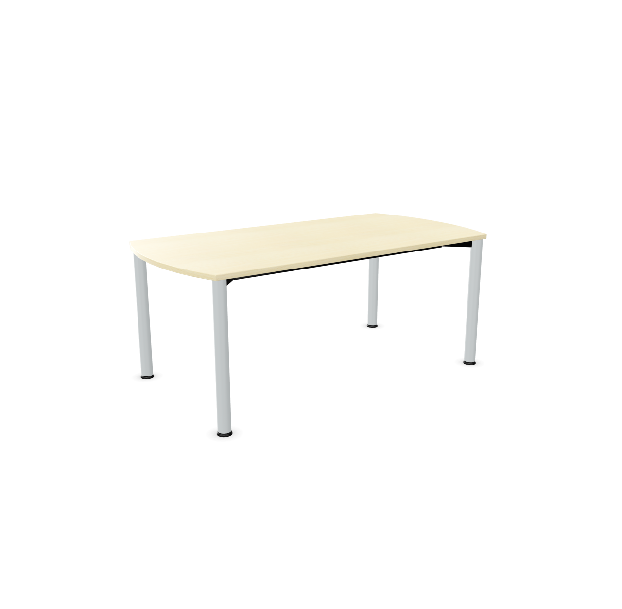 Systo Tec Konferenztisch von Palmberg, 177x90 cm, mit heller Tischplatte und silberfarbenem Gestell.