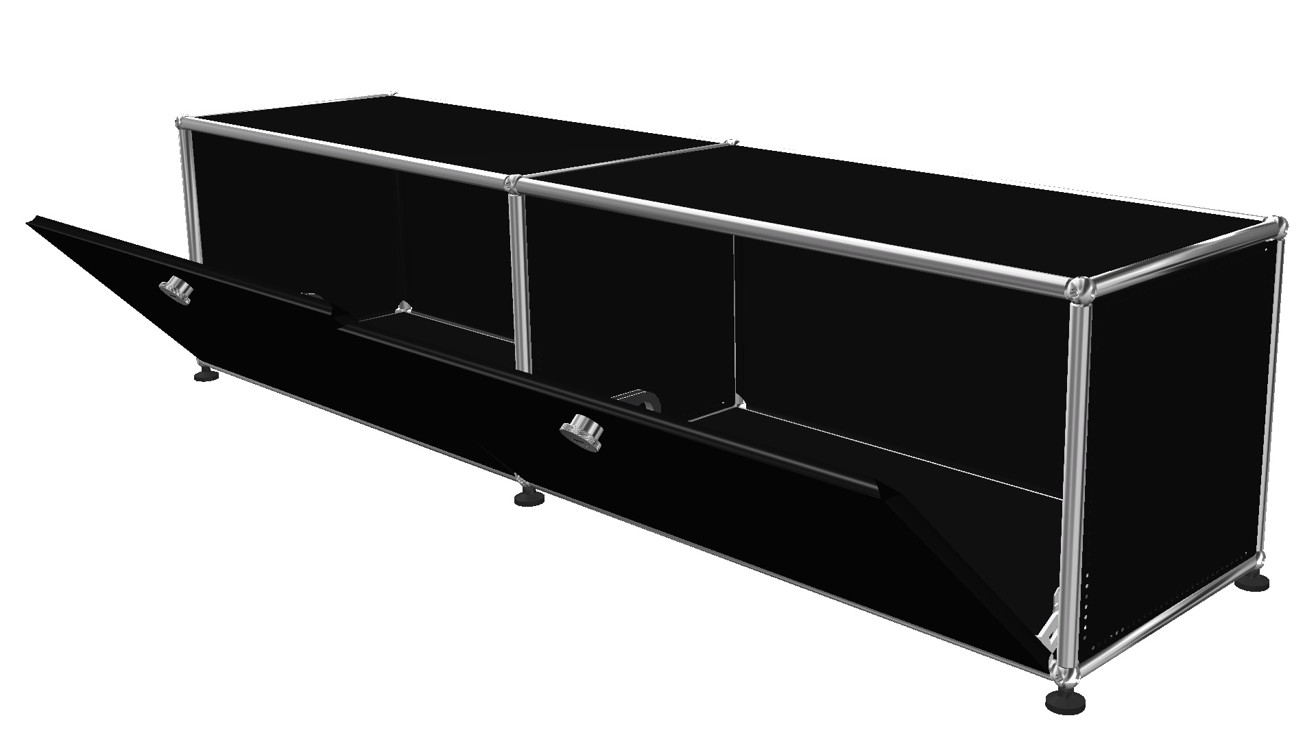 USM Haller Lowboard 2 Klappen Graphitschwarz - FAST DELIVERY