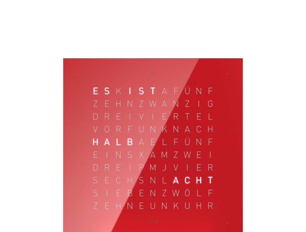 Frontcover für Earth 13.5 Tischuhr / Zeitobjekt Deutsch QLOCKTWO