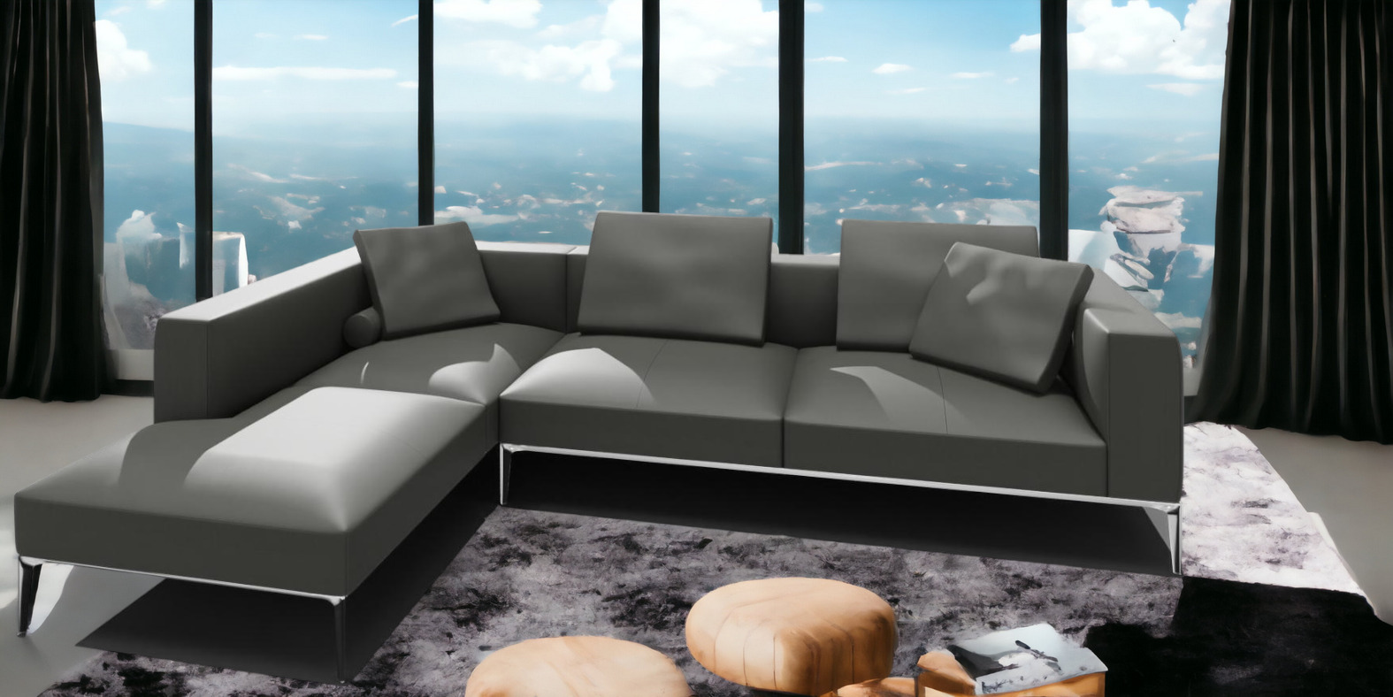Jaan Living 3 Sitzer Sofa mit 2 Rückenkissen, 2 Komfortkissen & 2 Komfortrollen Kombi Q21 Walter Knoll 