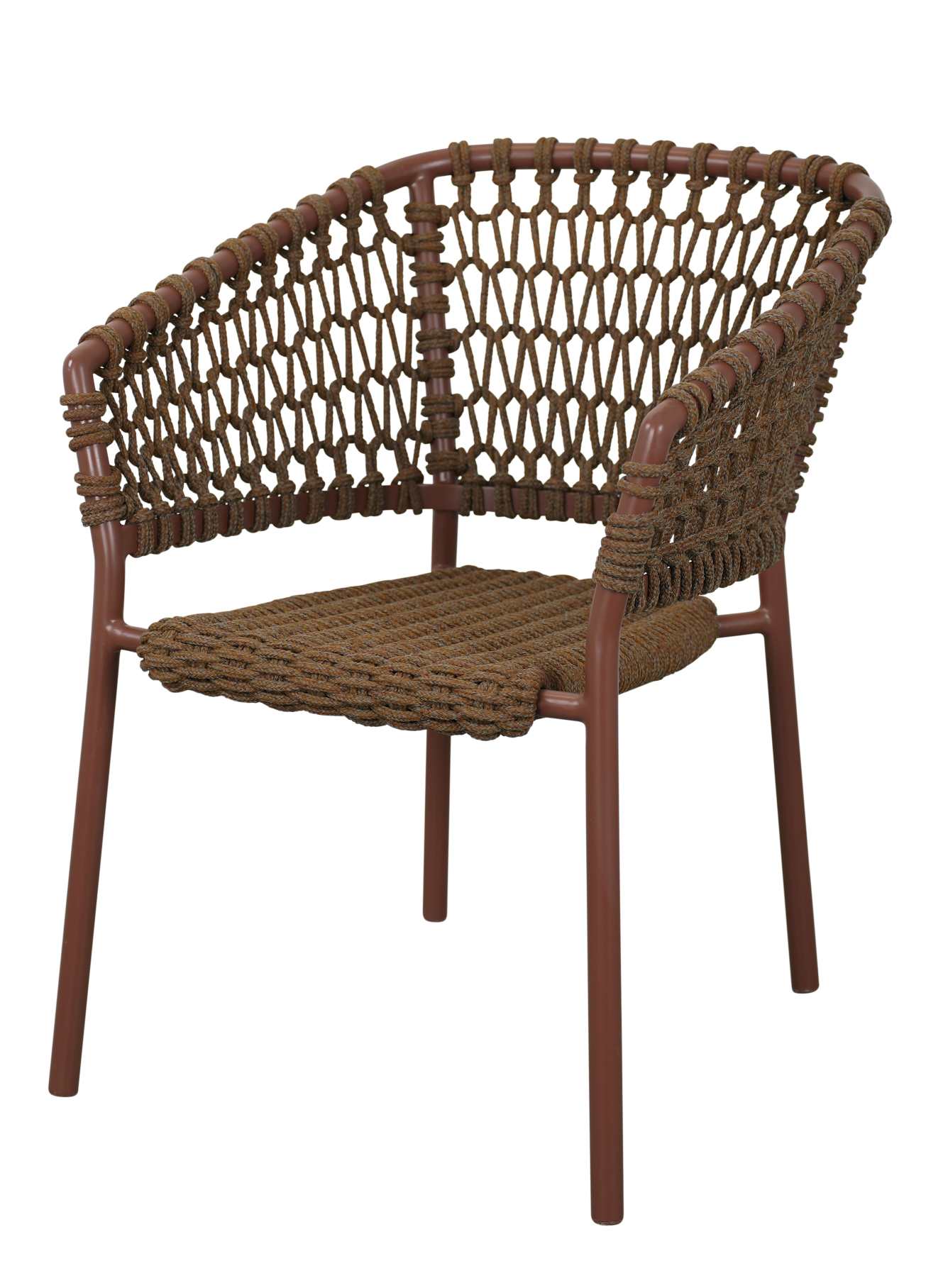 Ocean Sessel Cane-Line in Umbra Braun: Detailansicht des Outdoor Sessels mit geflochtener Sitzfläche und Rückenlehne.