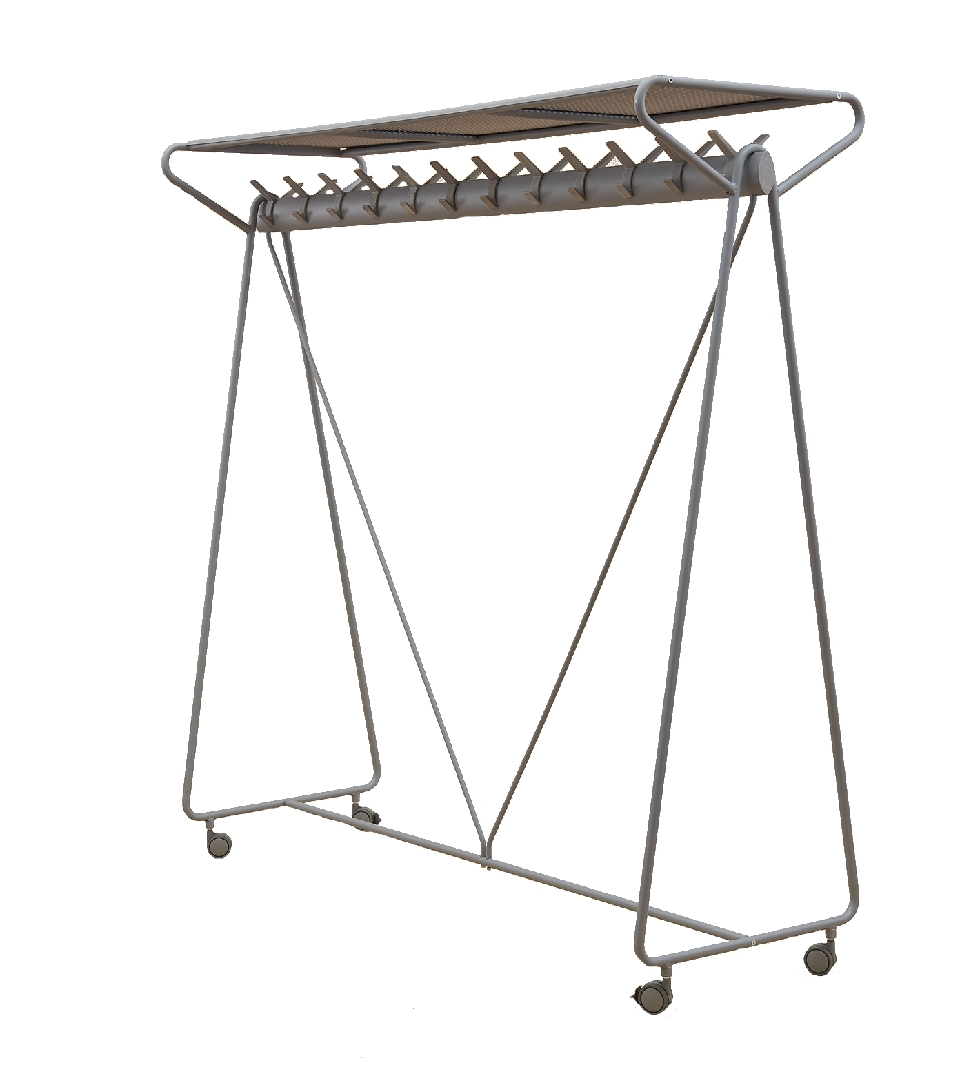 Ellipse Garderobe auf Rollen mit Hutablage Segis