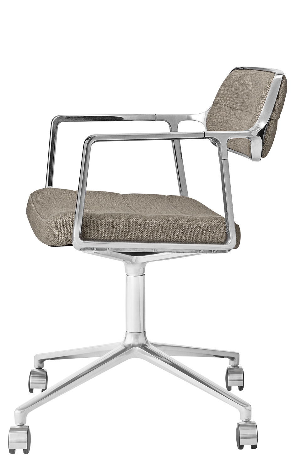 Vipp 453 / Vipp453 Drehstuhl Swivel Chair Vipp Dark sand Textil / polierter Aluminiumrahmen mit Rollen
