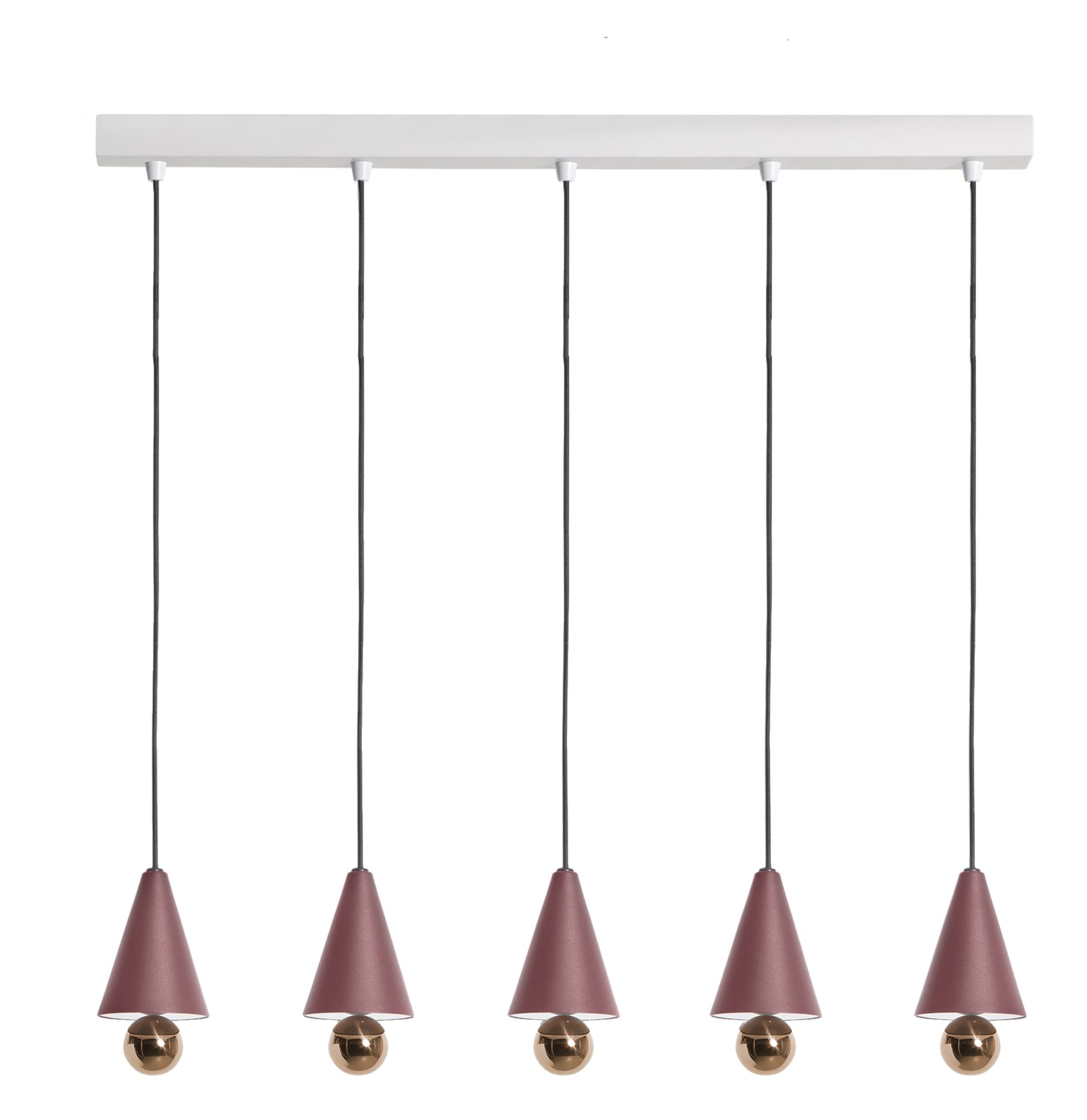 Cherry Pendelleuchte 5-er Set in Braunrot: Moderne, lineare Hängeleuchte für stilvolle Innenräume.