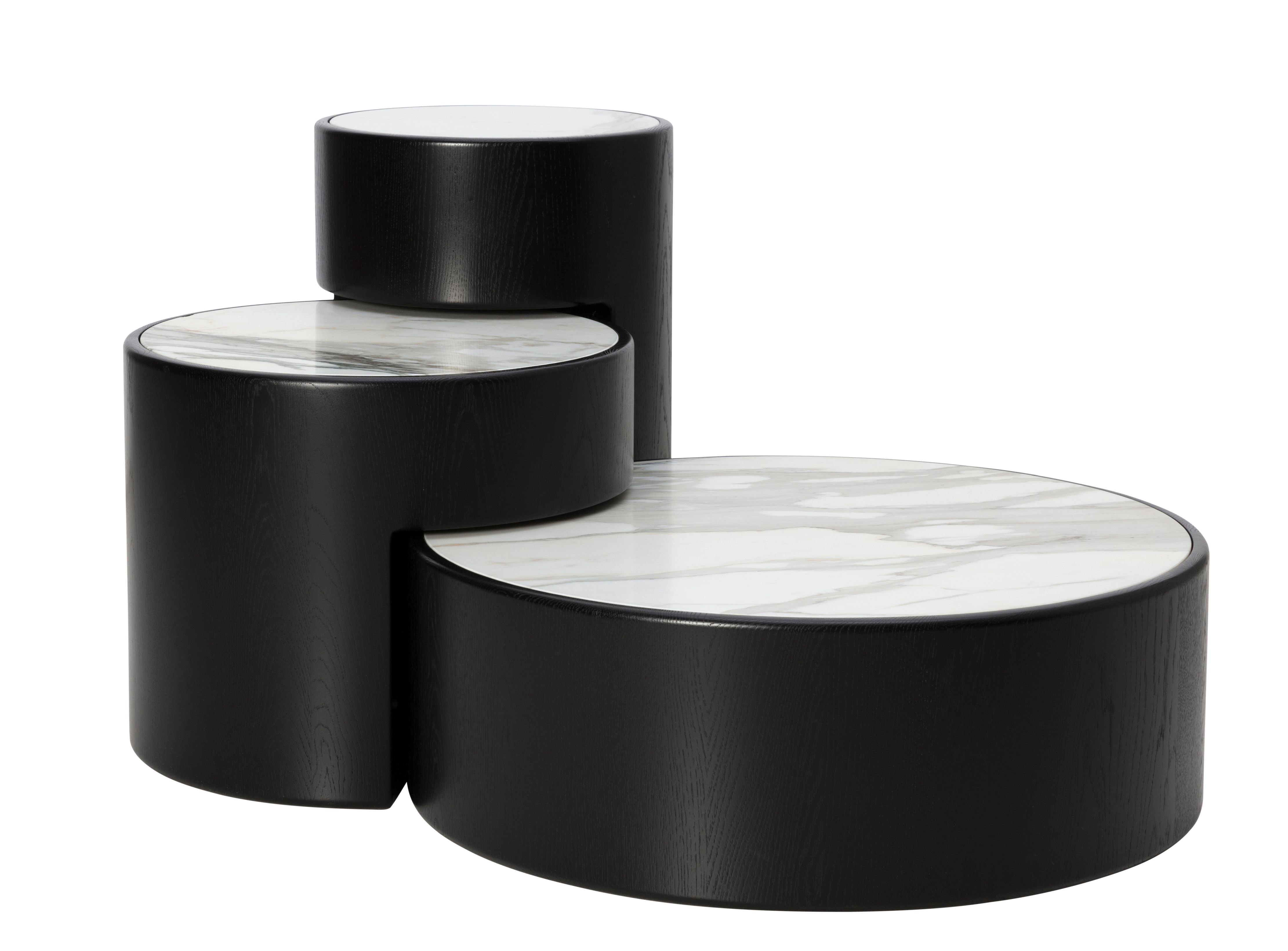 Levels Coffee Table Couchtisch Eiche Natur schwarz - Calacatta Marmor PER/USE
