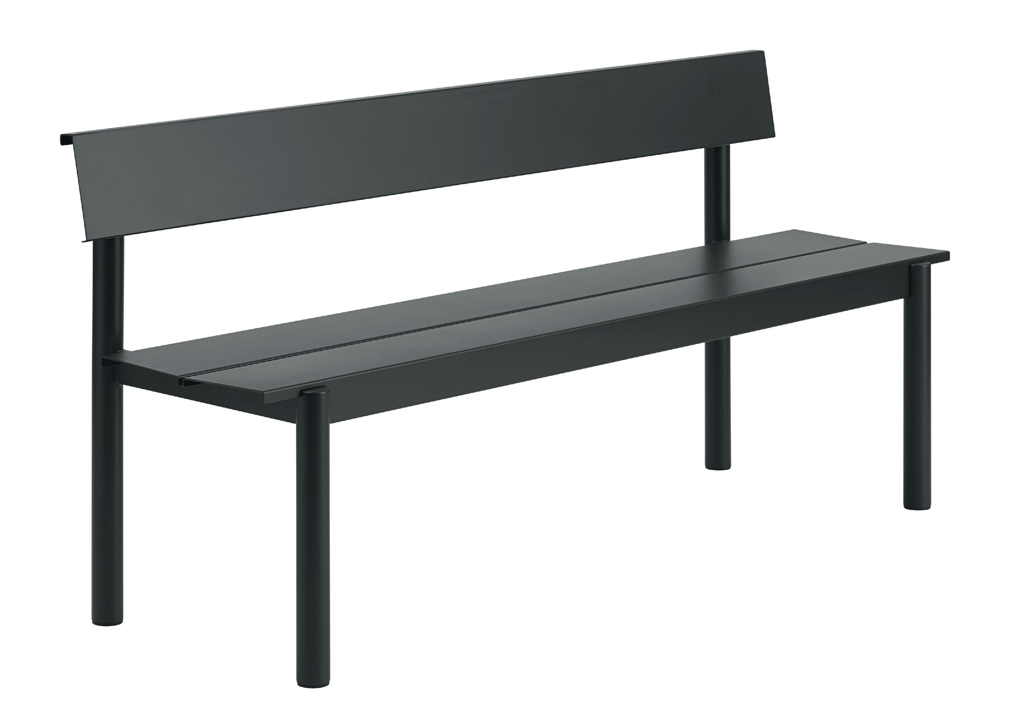 Linear Steel Bench Outdoor Bank mit Rückenlehne 170x34 cm Muuto