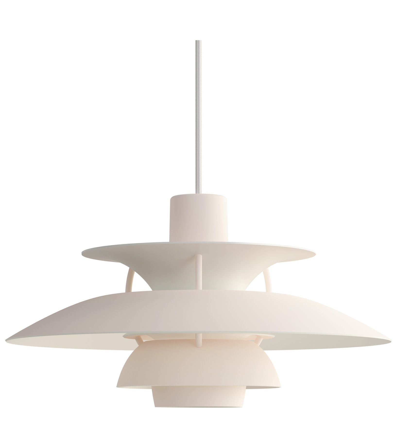 PH 5 Mini Pendelleuchte in Pale Blush von Louis Poulsen, moderne Hängelampe für Wohnzimmer.