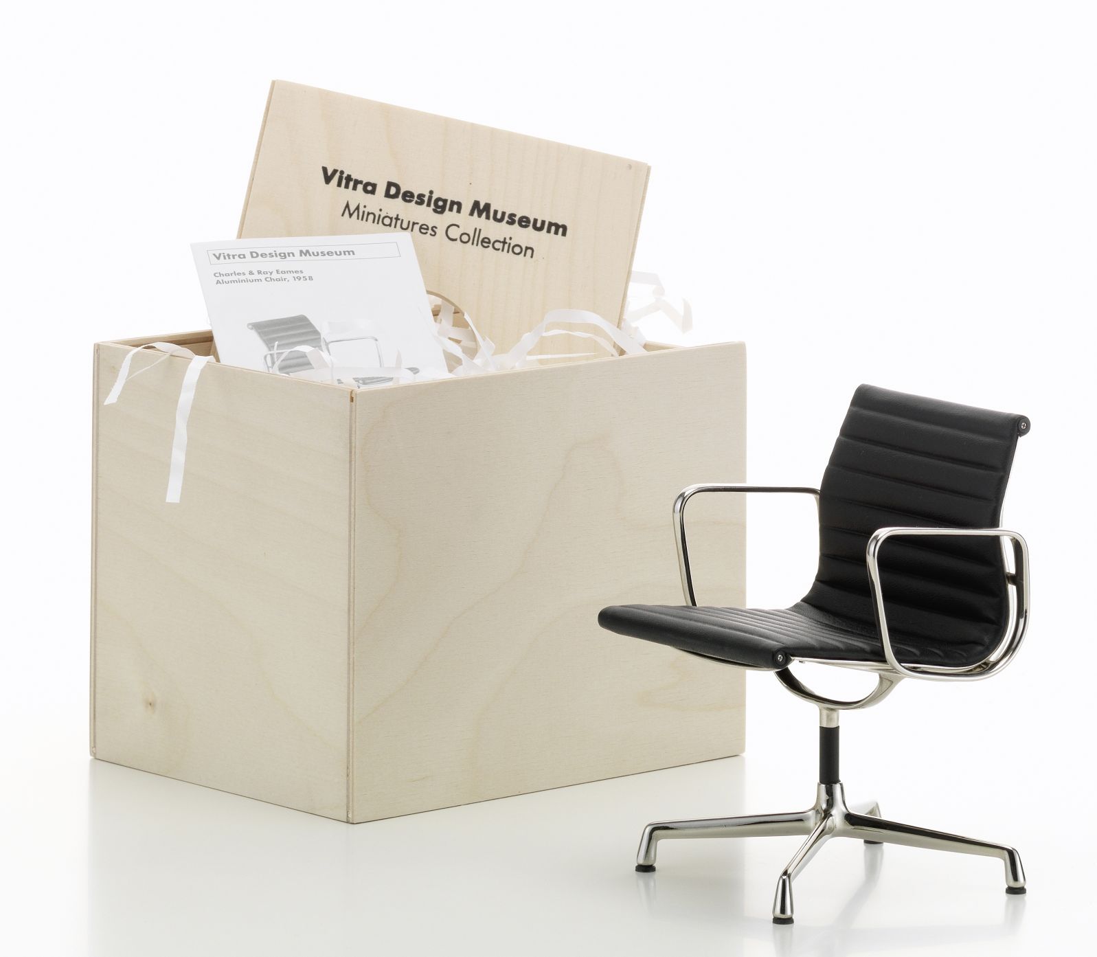 MINIATUR (Verkleinerung) Aluminium Chair Drehstuhl Leder [1958] Miniatur Vitra