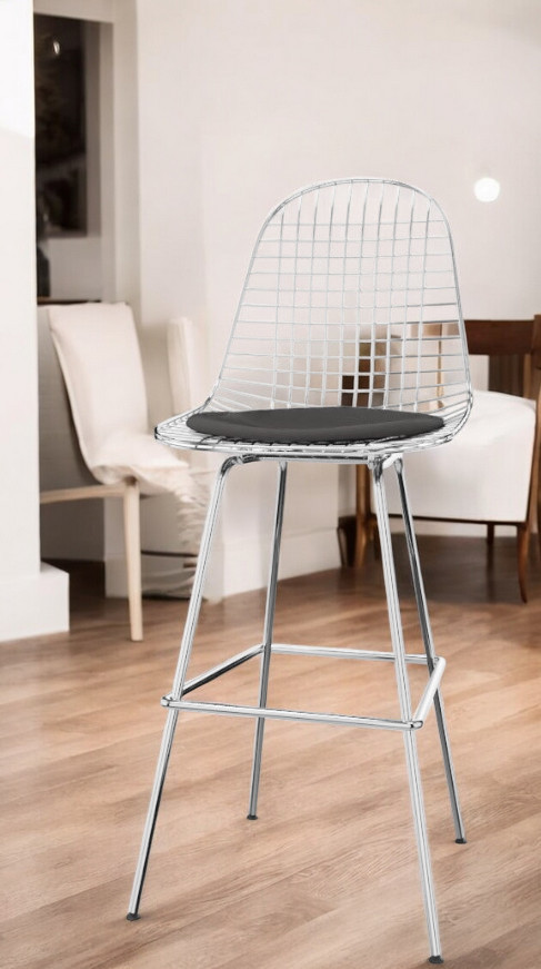 Eames Wire Bar Stool Barhocker Medium mit Sitzpolster Vitra 
