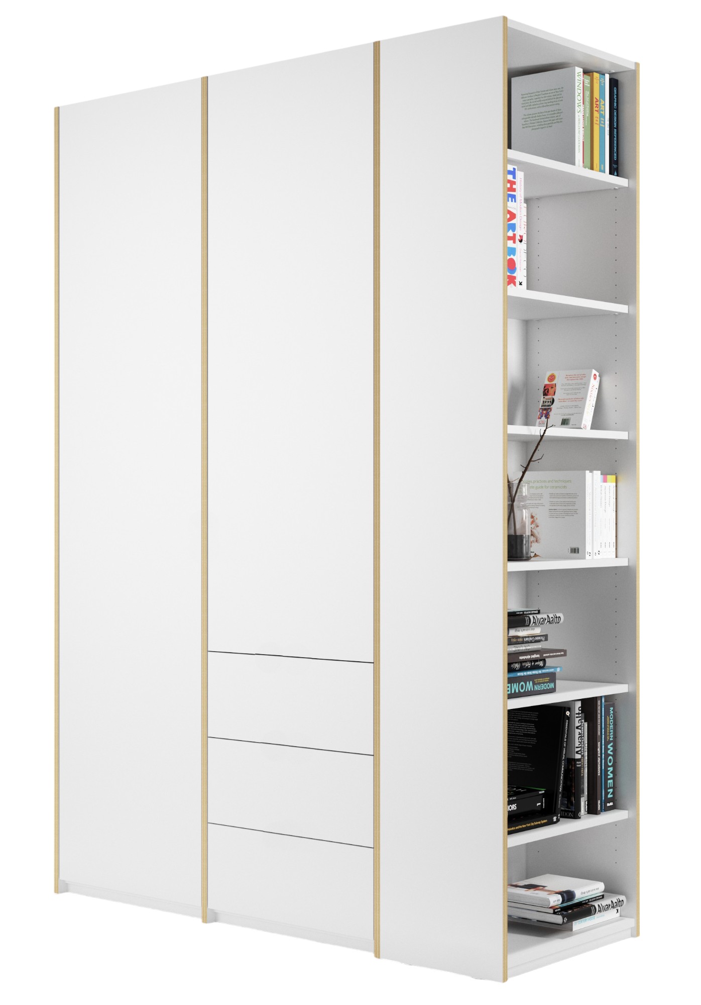 MODULAR PLUS Schrank Kombination mit Anbauregal rechts und 3 Schubkästen Müller Möbelwerkstätten