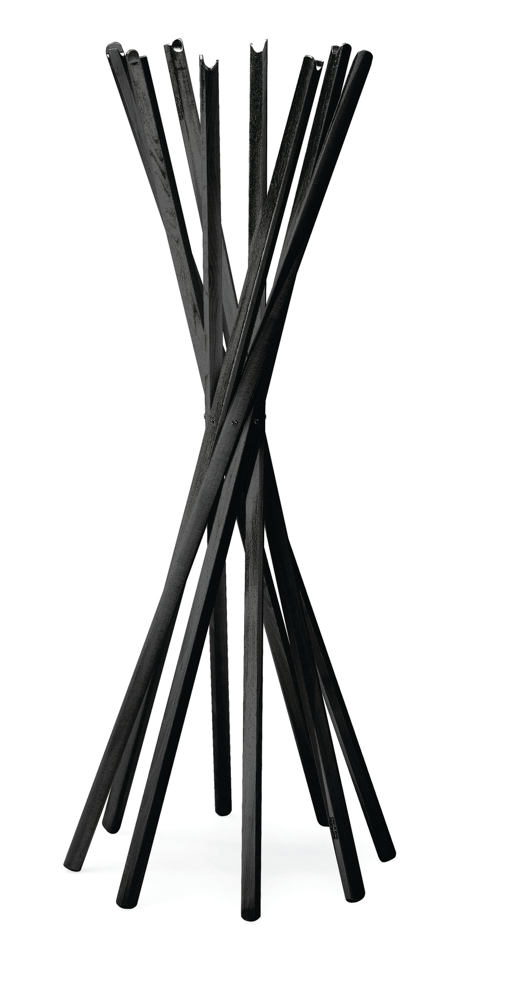 Sciangai Kleiderständer von Zanotta, aus grau lackiertem Eschenholz, modernes Design für Garderobe und Flur.