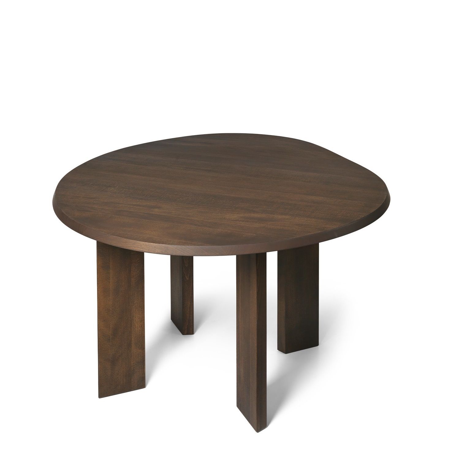 Tarn Dining Table Esstisch Ferm Living Ferm Living Tarn Esstisch aus dunklem Holz, runder Holztisch mit drei Beinen.