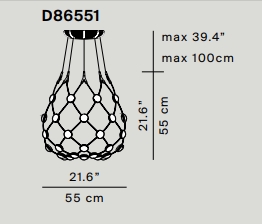 D86 Mesh Deckenleuchte Ø55cm - Kabellänge 1m Luceplan
