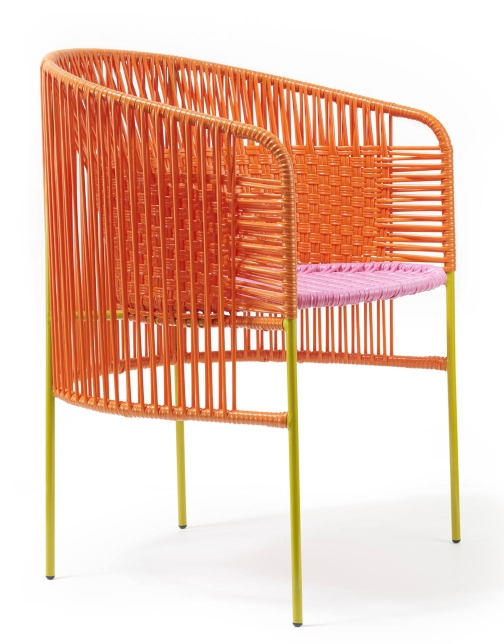Caribe Dining Chair Stuhl Outdoor ames Orange / Kaugummirosa / Currygelb
