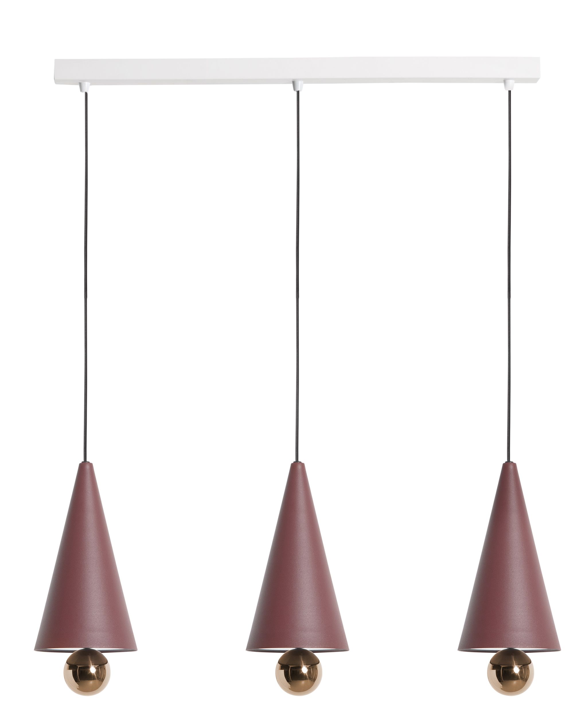 Cherry Pendant light Pendelleuchte 3-er Set Linear Petite Friture Braunrot
