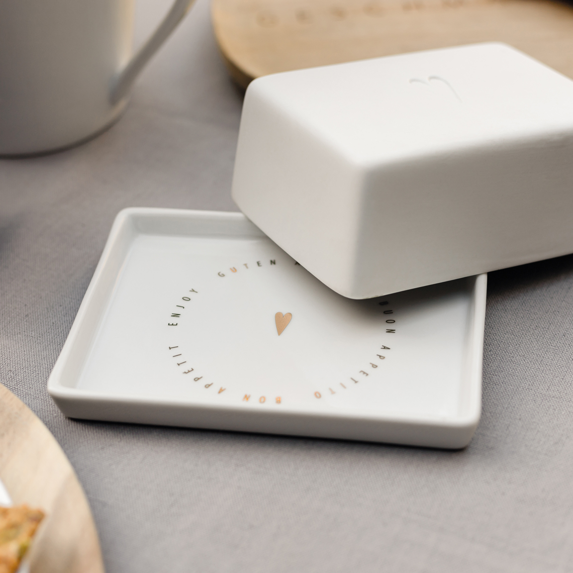 Guten Appetit Herz Butterdose klein Räder 