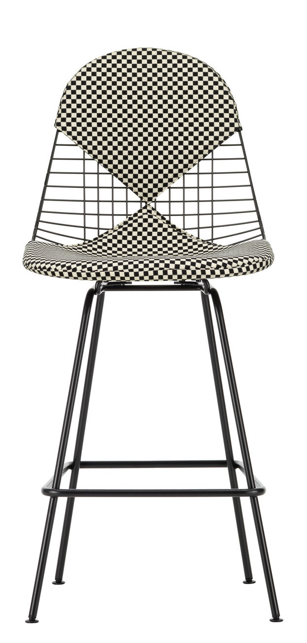 Eames Wire Bar Stool Barhocker Medium mit Sitz- und Rückenpolster Vitra