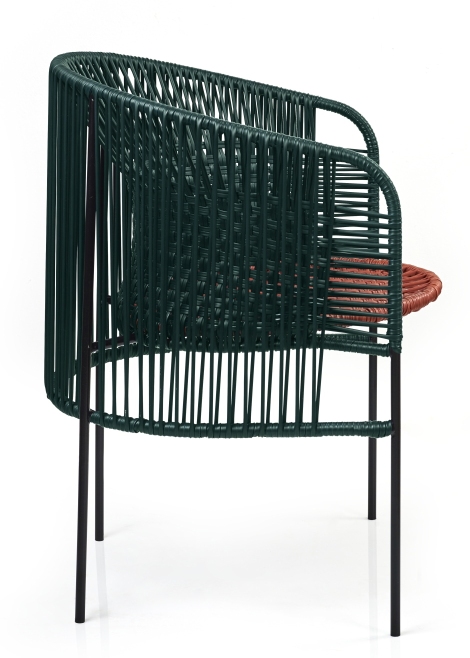 Caribe Chic Dining Chair Stuhl Outdoor ames Moosgrün / Kupfer / Schwarz