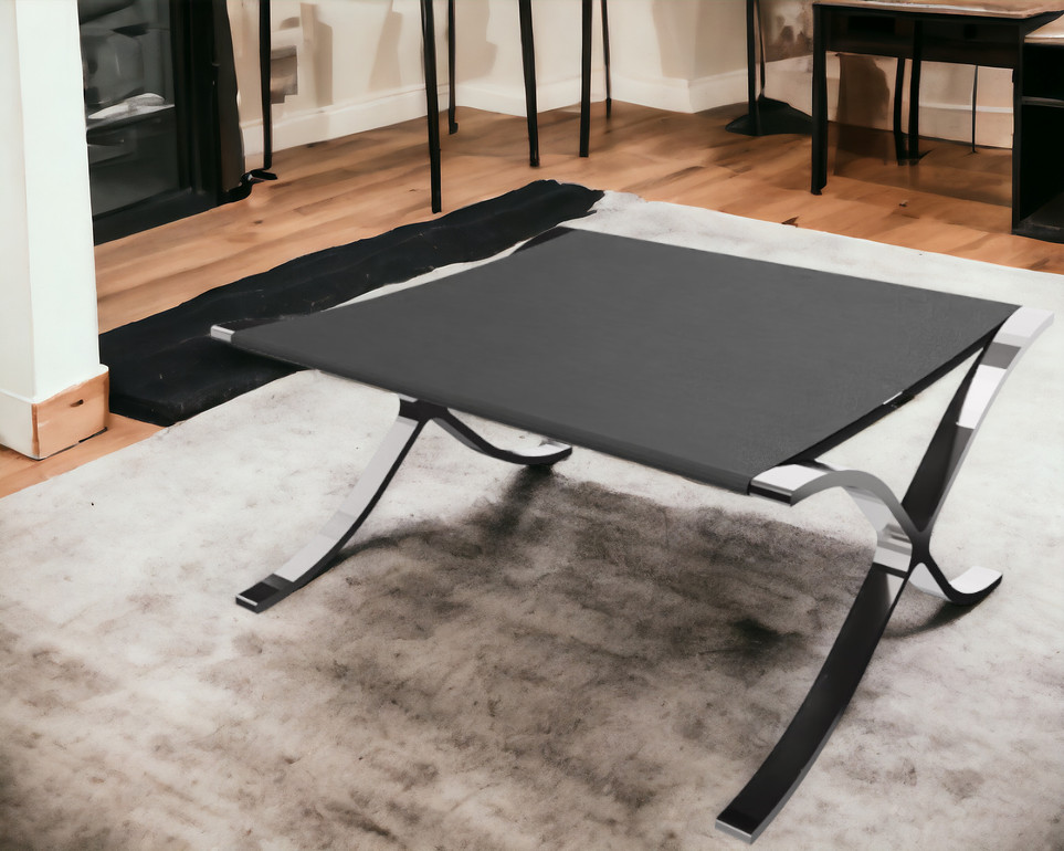 Barcelona Hocker / Hocker Relax mit schwarzem Rindsleder Knoll International 