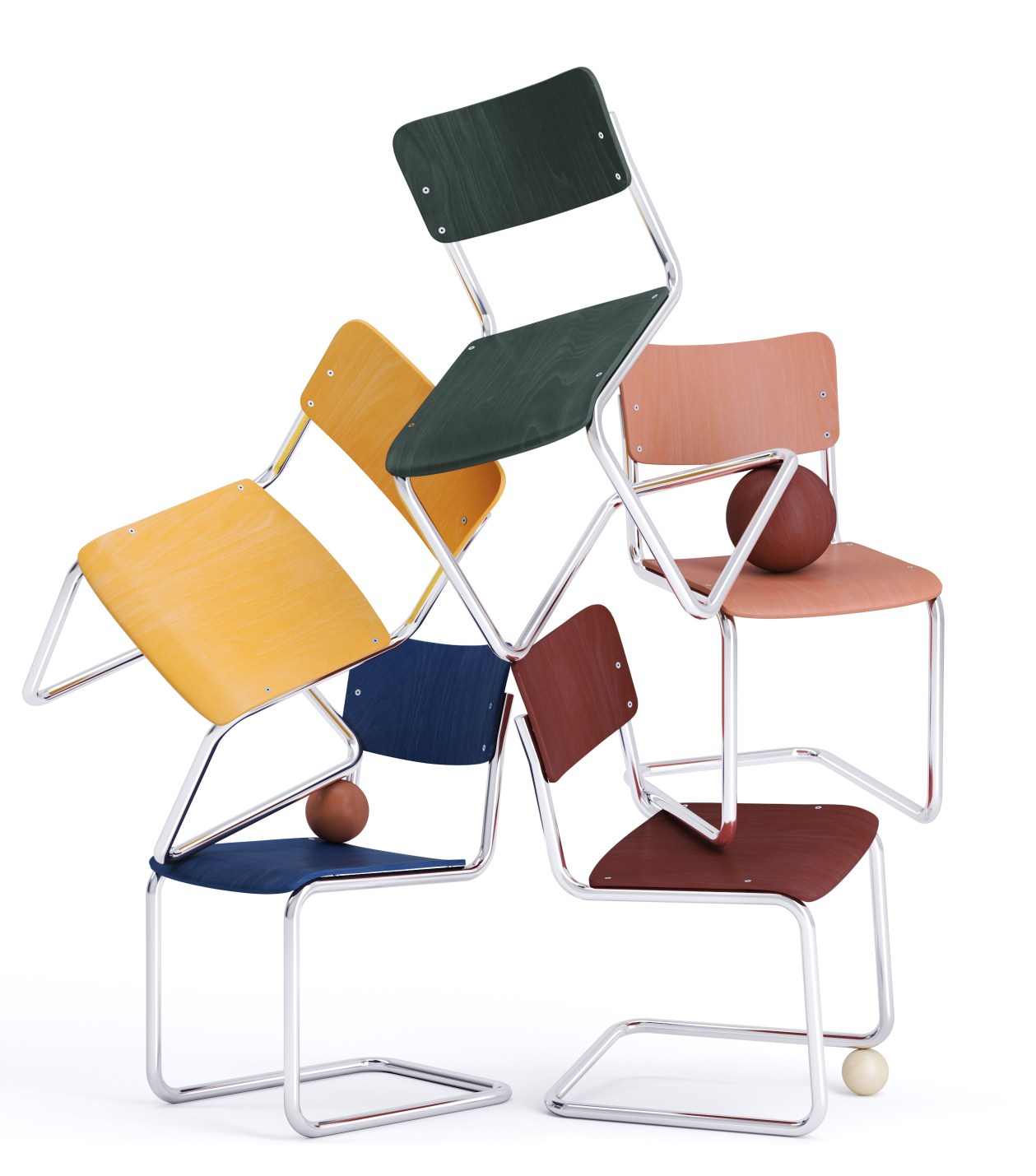 S 43 K Kinderstuhl Freischwinger Thonet  Bernsteingelb
