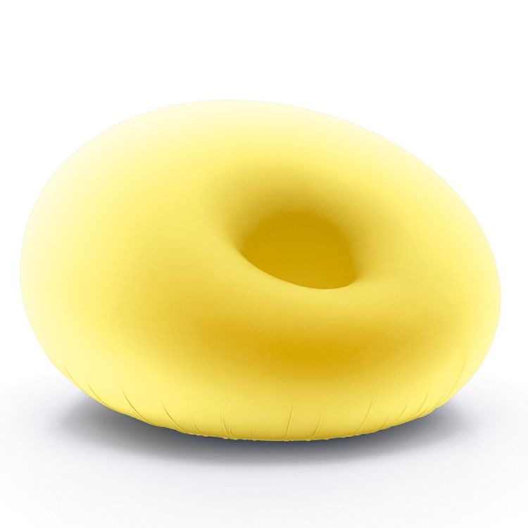 Gelber Detecma Sessel von Gufram: Modernes Sitzmöbel in Donut-Form für Wohnzimmer und Lounge.