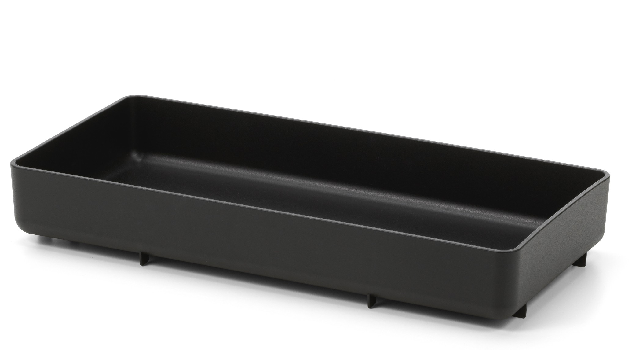 Dunkelgraues Chap Tray Tablett von Vitra, rechteckig und minimalistisch, für Büro und Zuhause.