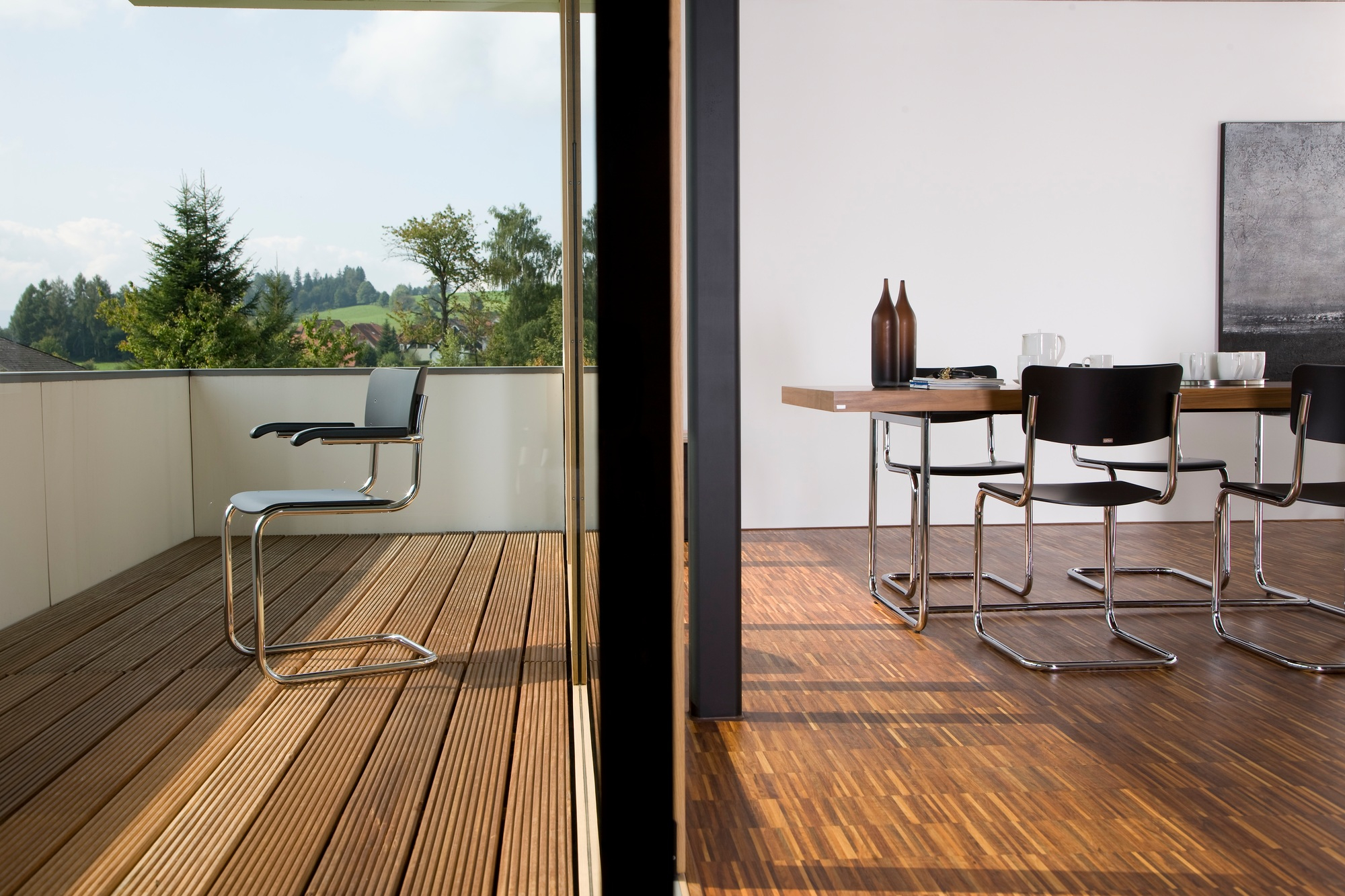 S 43 Stahlrohr Klassiker Freischwinger Thonet Schwarz - Chrom