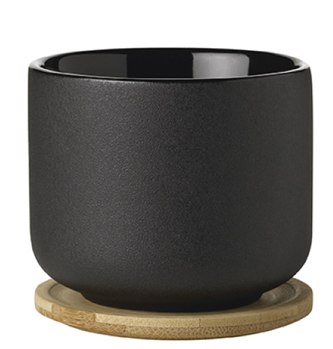 Theo Teebecher mit Untersetzer Schwarz Stelton EINZELSTÜCK