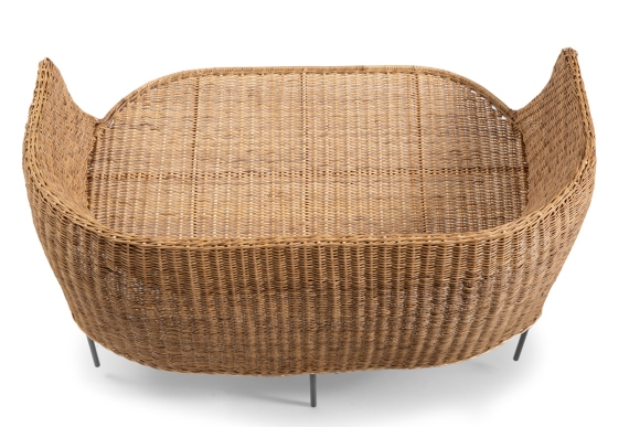 Caribe Natural 2 Sitzer Bank Outdoor ames Rohes Naturmaterial / Schwarz