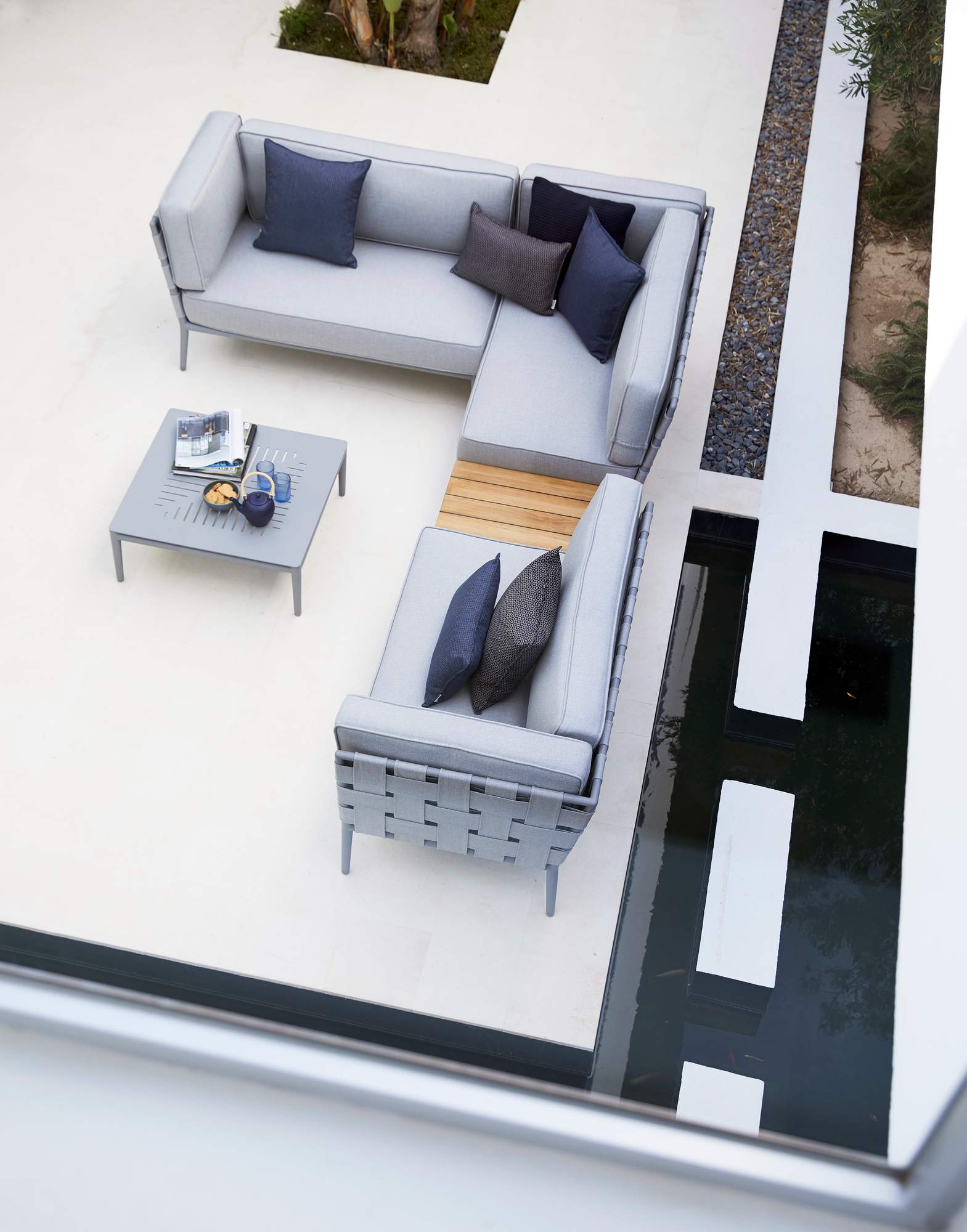 Conic AirTouch Outdoor 2-Sitzer Modulsofa rechts hellgrau Cane-Line