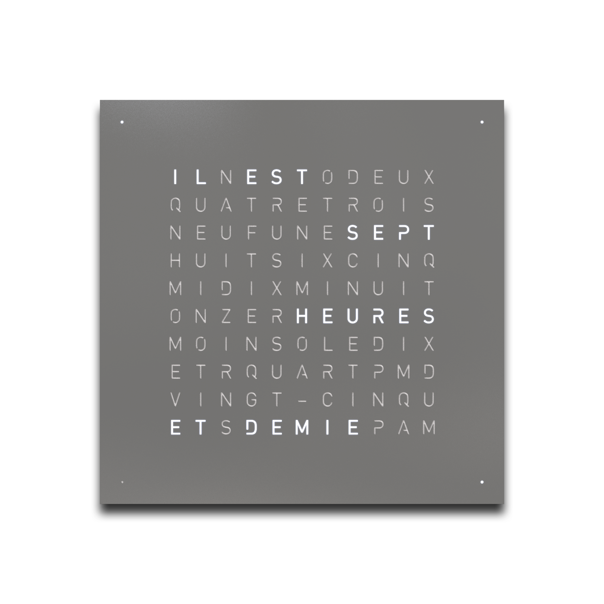Frontcover für Earth 45 Wanduhr / Zeitobjekt Französisch QLOCKTWO