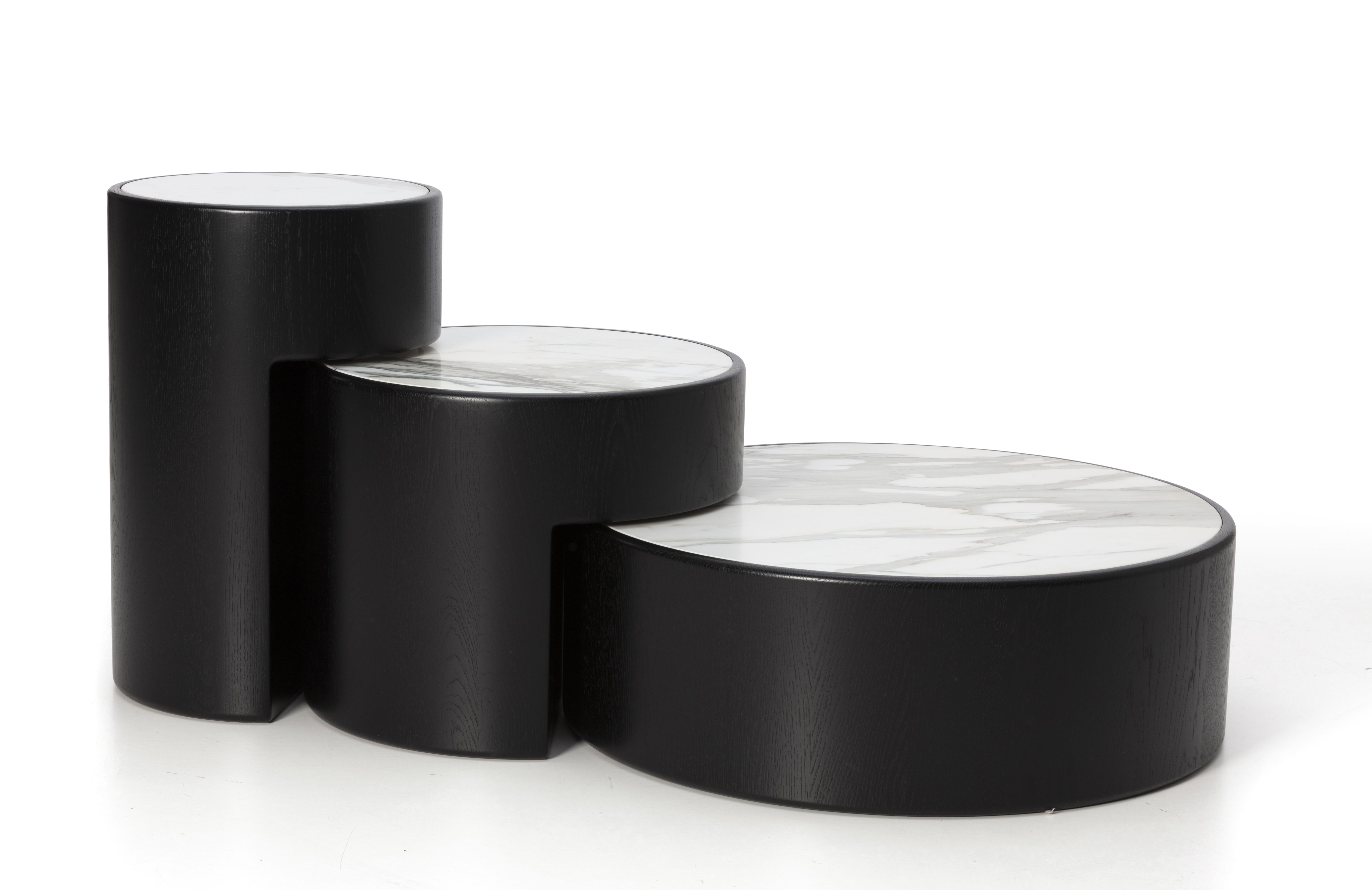 Levels Coffee Table Couchtisch Eiche Natur schwarz - Calacatta Marmor PER/USE