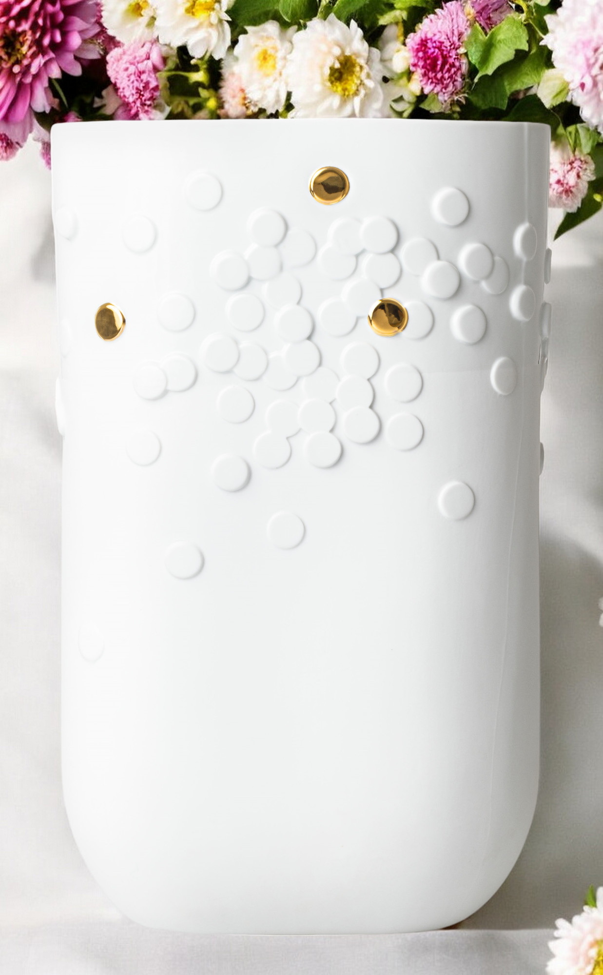 Goldener Punkt Vase Bodenvase Räder 