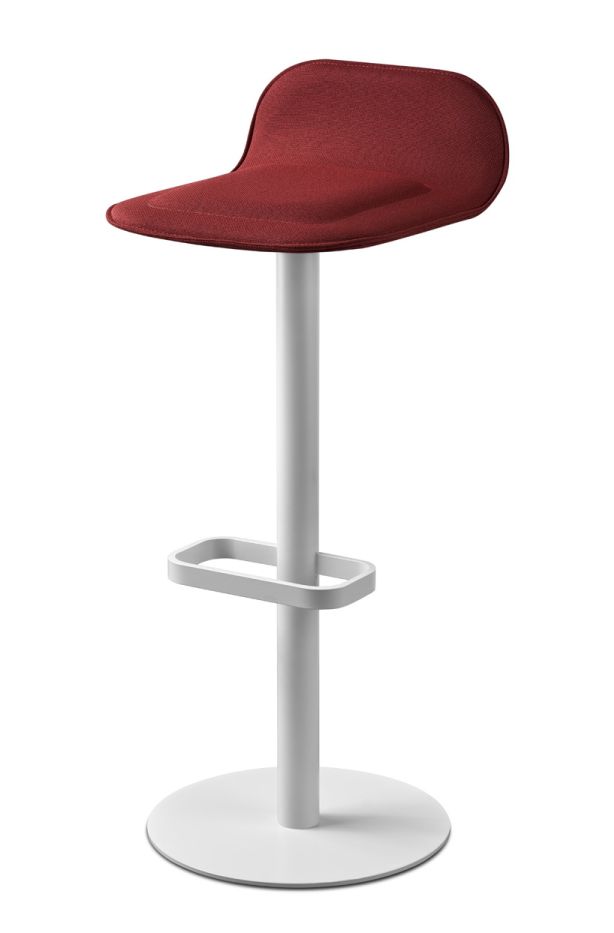 Dave Barhocker in Weiß mit weinrotem Sitzpolster, moderner Barstuhl für Küche und Bar.