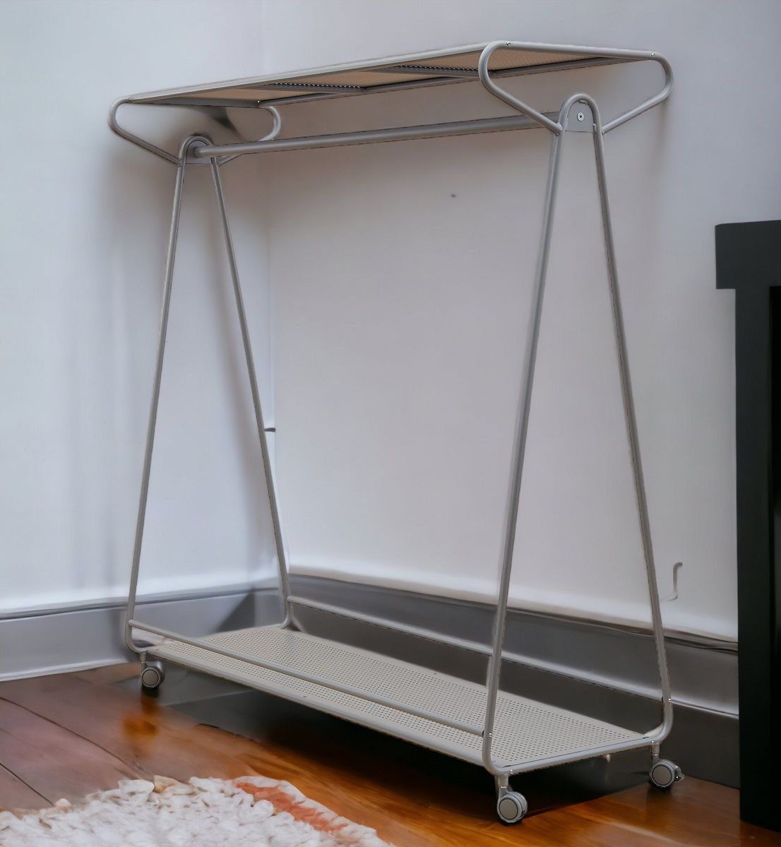 Ellipse Garderobe auf Rollen mit Hut- und Taschenablage Aluminium Segis