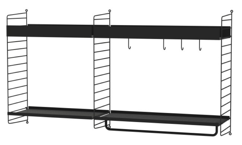 String Küche Wand Regalsystem A String Furniture Schwarz - Schwarz