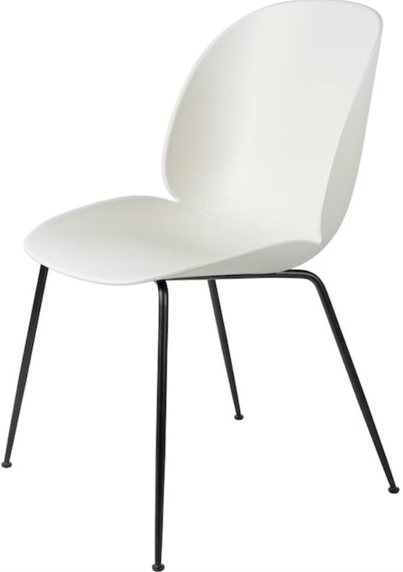 Beetle Chair Esszimmerstuhl Ungepolstert Alabaster White Konisches Gestell Schwarz Gubi
