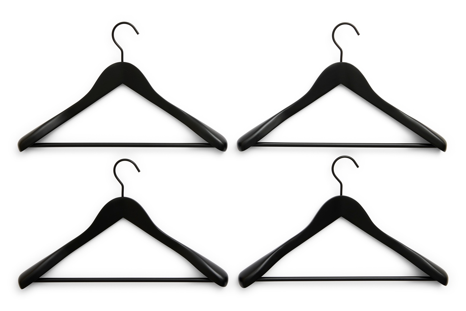Smooth Coat Hanger with Bar Wide Kleiderbügel 4er-Set Hay