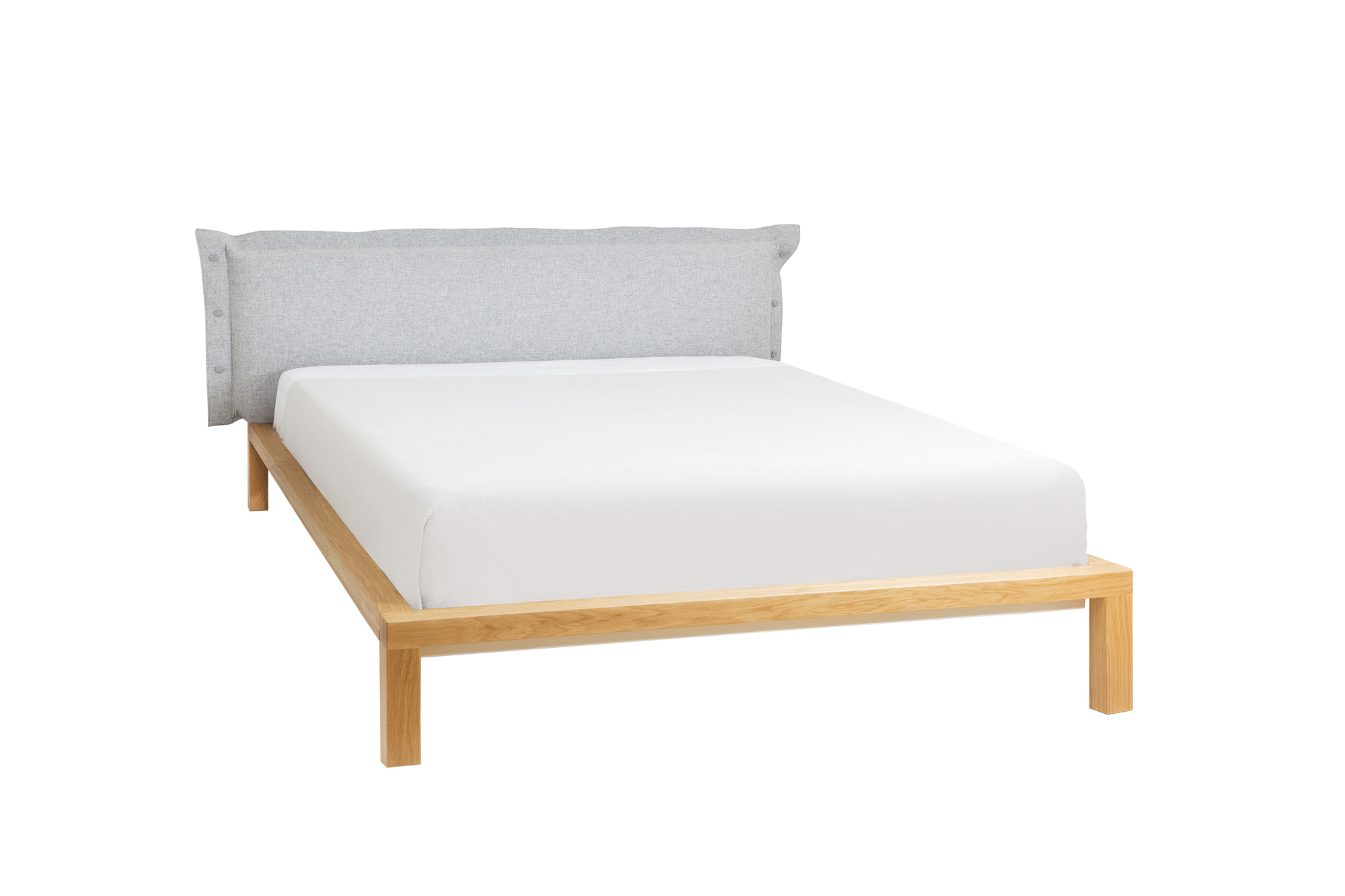Pure Bett Eiche 180x200 cm mit Polsterbezug für Kopfteil Hans Hansen