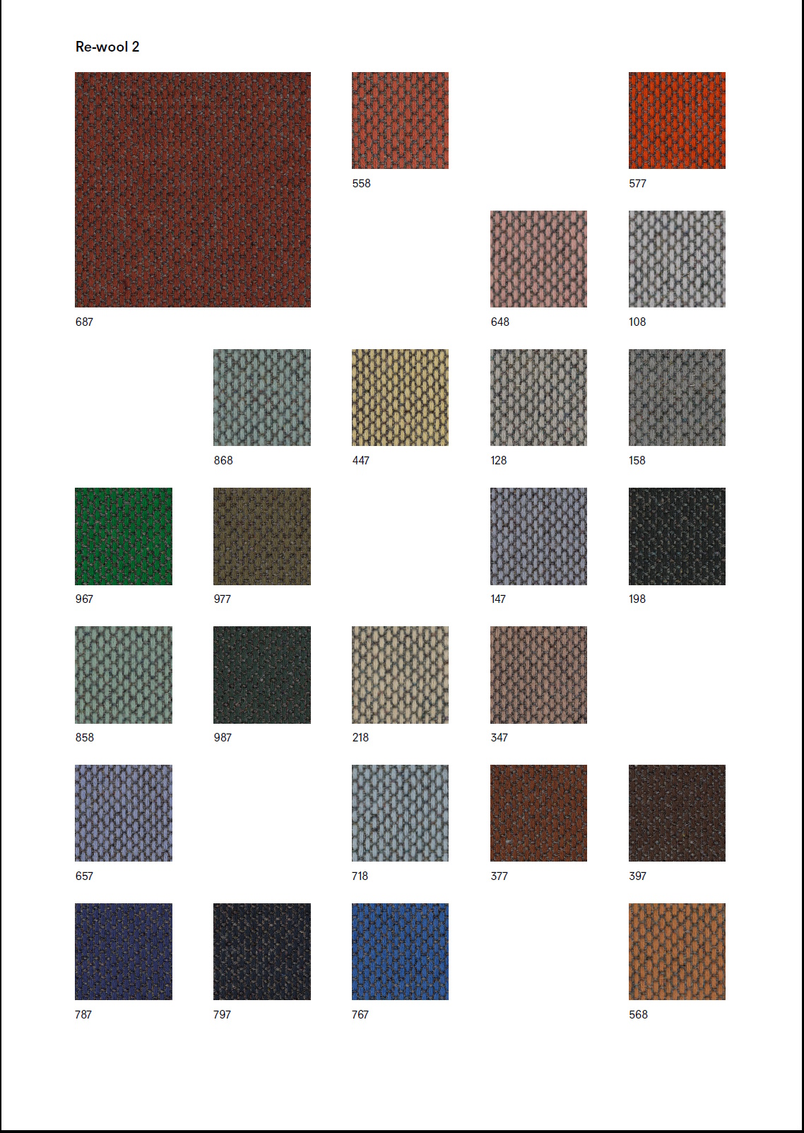 Stoffmusterkarte Re-Wool 2 Kvadrat 