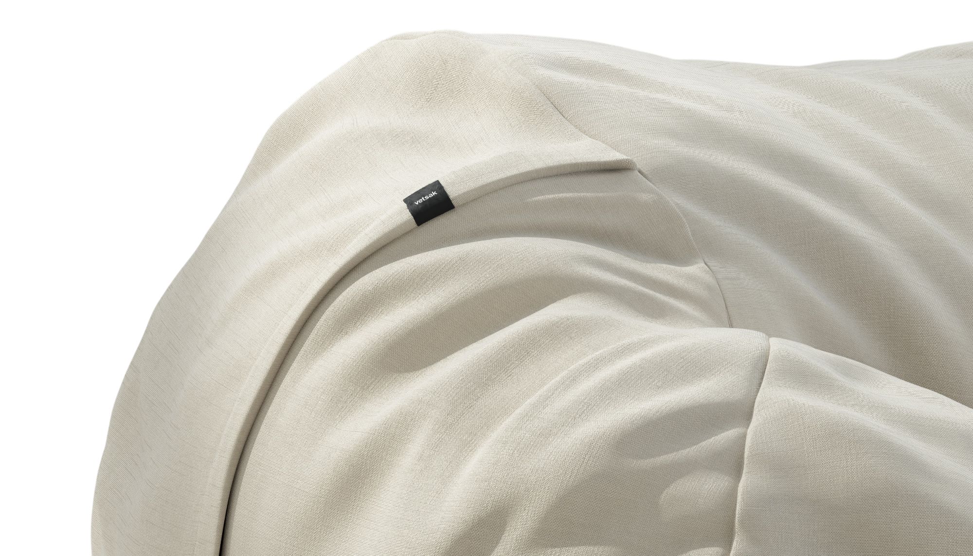 Detailaufnahme vom beigen vetsak Sitzsack Large Outdoor, ideal für Garten und Terrasse.