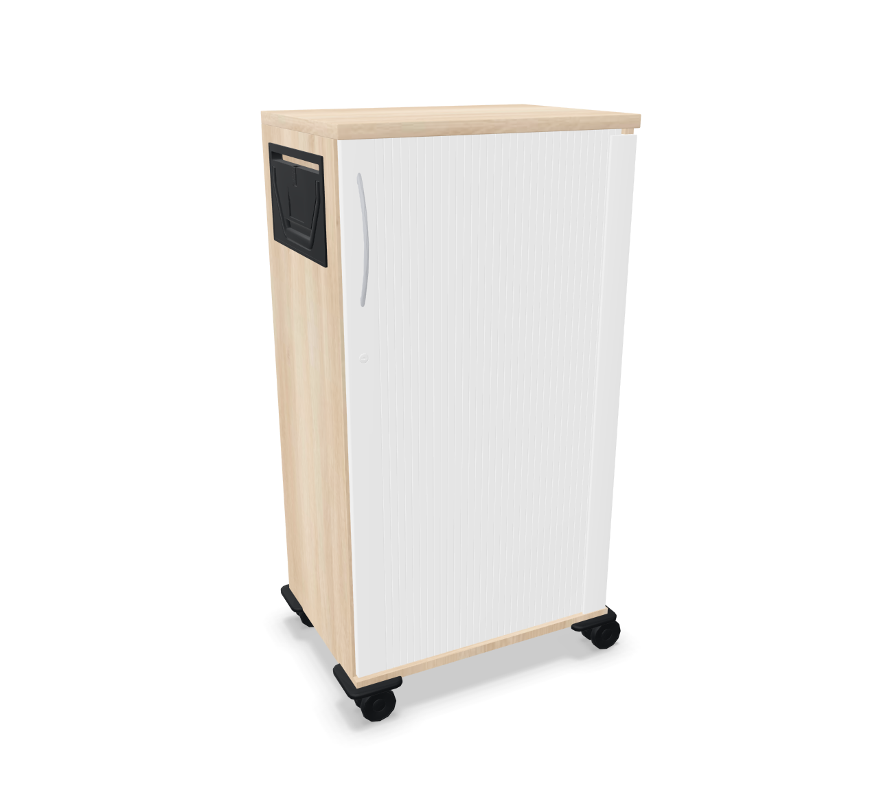 ECO.S-Mobil auf Rollen von König+Neurath: Büromöbel Rollcontainer mit Jalousie und Holzdekor für Büro und Homeoffice.