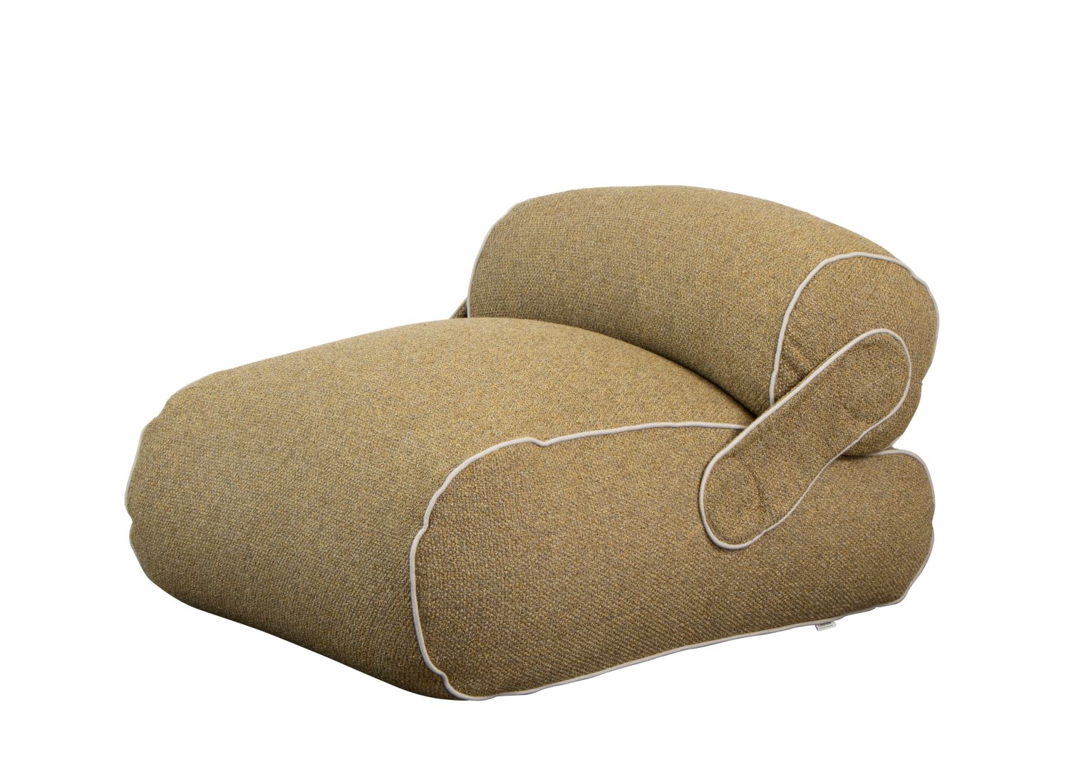 Cane-Line Unite Loungesessel in Beige mit weißer Paspelierung, moderner Outdoor Sessel für Garten und Terrasse.