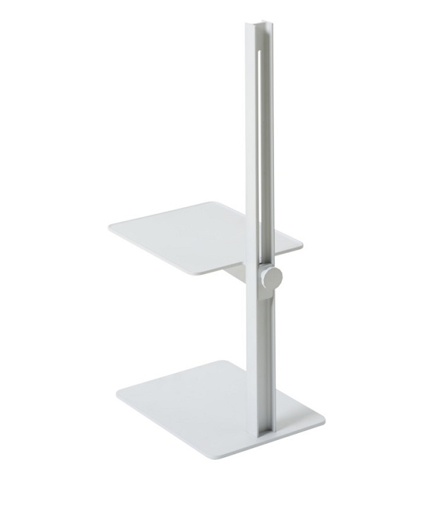 Weißer Museum Sidetable Beistelltisch von String Furniture aus Aluminium, höhenverstellbar, modernes Design.
