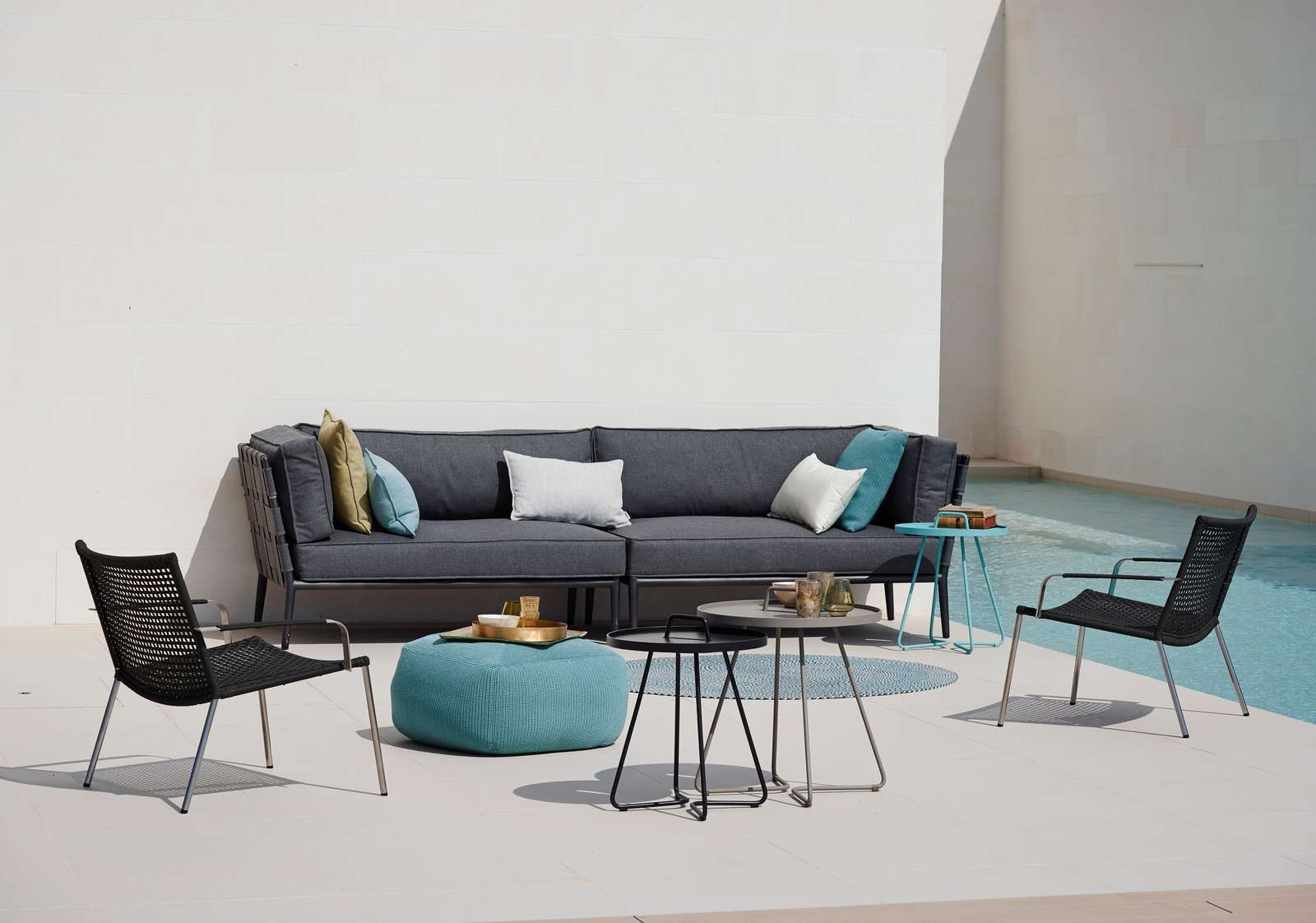 Conic Outdoor 2-Sitzer Modulsofa links grau Cane-Line