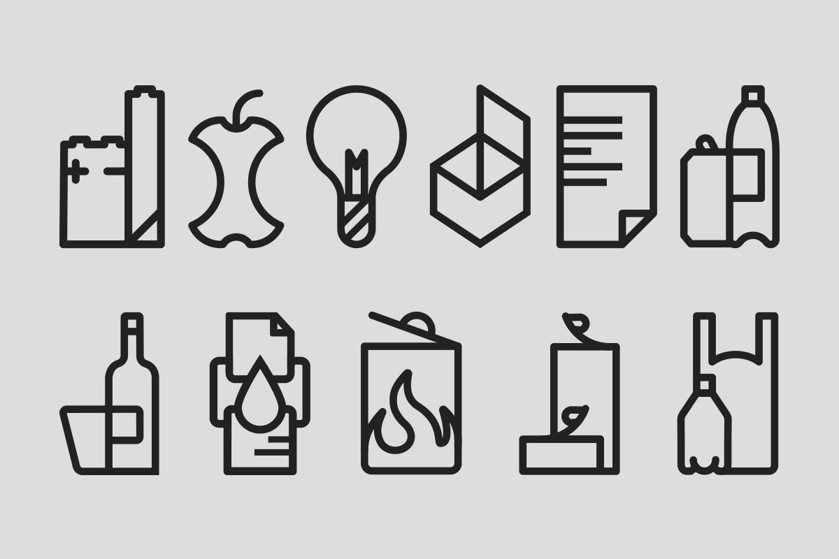 Symbols für Bin Mülleimer / Mülltrennung Mizetto QUICK SHIP