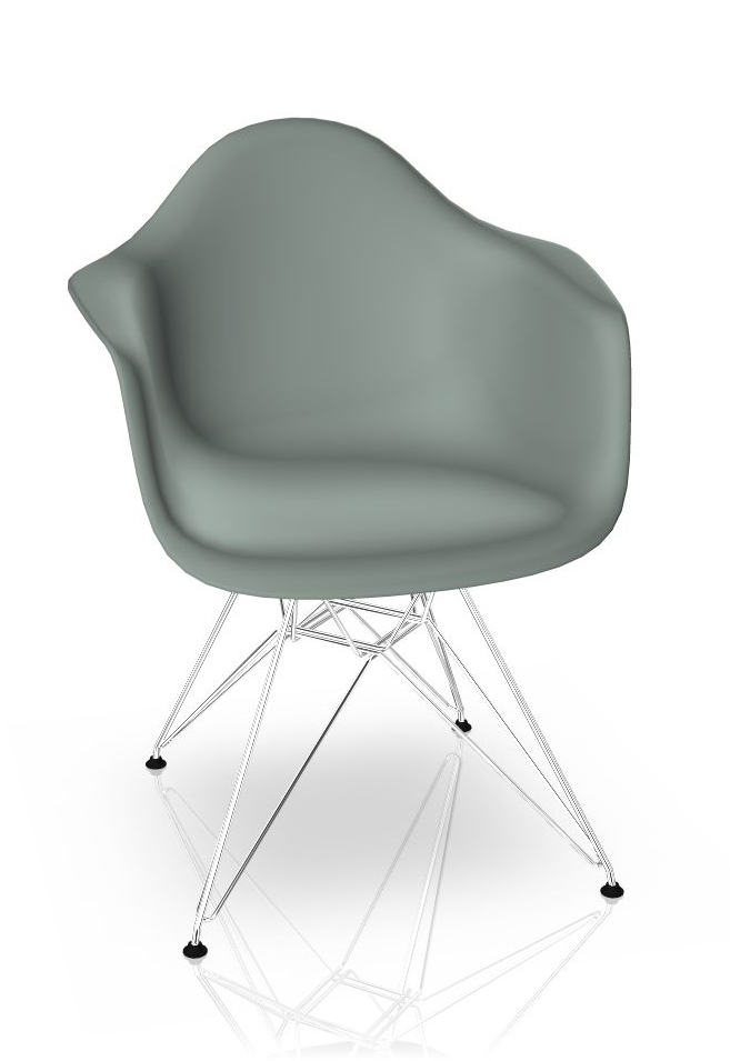 Eames Plastic Arm Chair DAR Stuhl Vitra Verchromt - Hellgrau